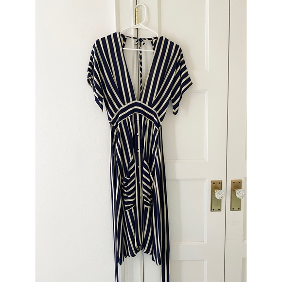 Faithfull the Brand Milan Striped Dress Navy Sz US 4/S - Picture 5 of 9